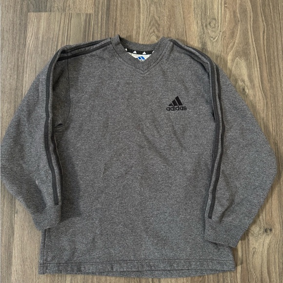 Adidas Heather Gray Fleece-Lined Sweatshirt - Picture 1 of 3